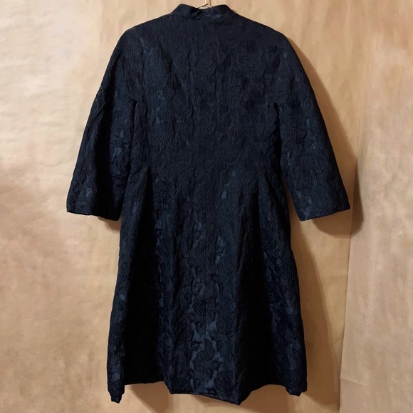 Neiman Marcus Vintage Brocade Floral Jacquard Coat Peacoat Evening Black Size M - Picture 12 of 13